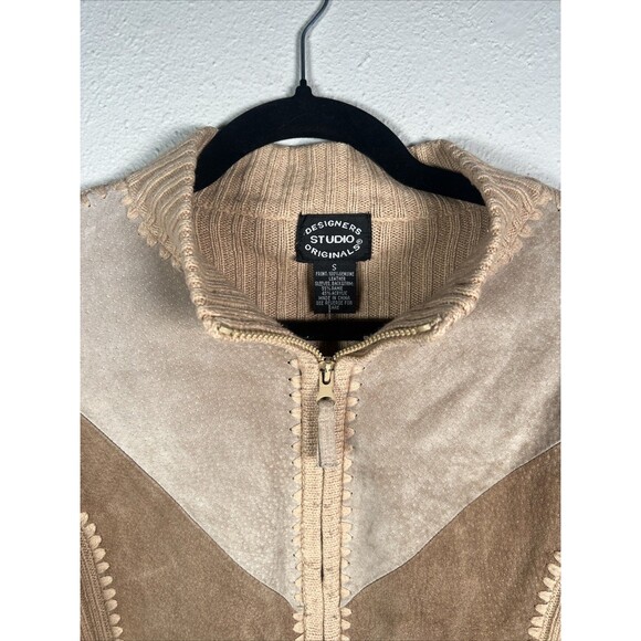 Vintage Designers Studio Originals Knit Sweater Size M Jacket Leather Zipper #32 - Picture 2 of 6